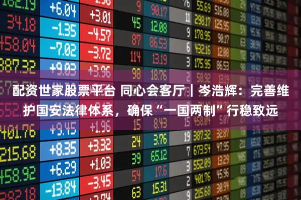 配资世家股票平台 同心会客厅｜岑浩辉：完善维护国安法律体系，确保“一国两制”行稳致远